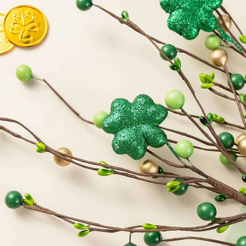 Glitzhome® 28" St. Patrick's Berry & Shamrock Picks Set