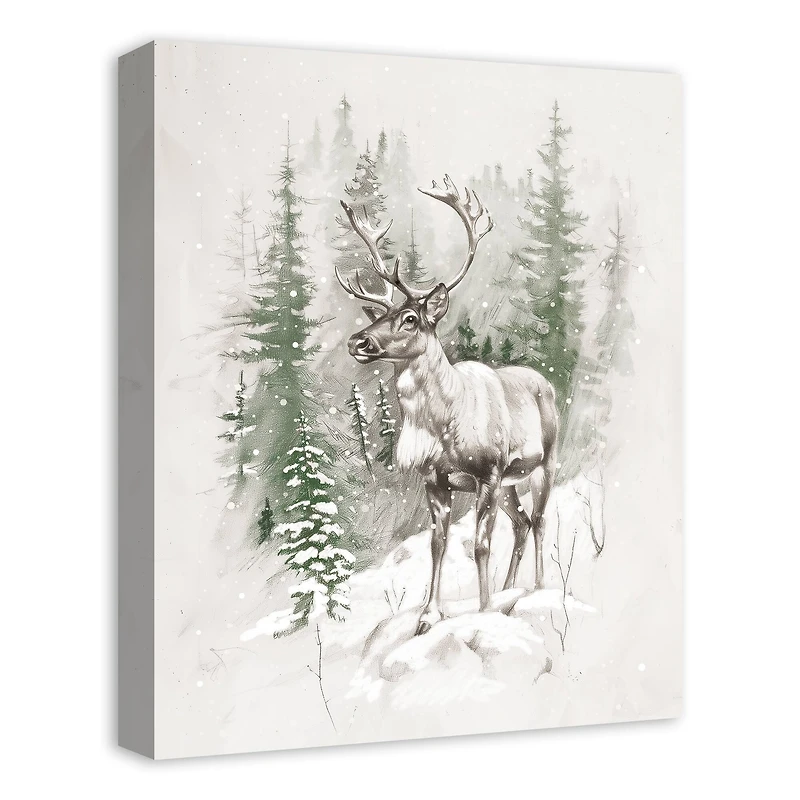 Winter Reindeer 16" x 20" Canvas Wall Art