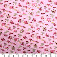 Feldman Pink Flowers & Dots Cotton Flannel