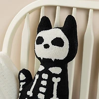 Glitzhome® 18"H Halloween Hooked Skeleton Cat Shaped Pillow