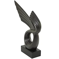 15" Porcelain Wing Abstract Sculpture with Black Base
