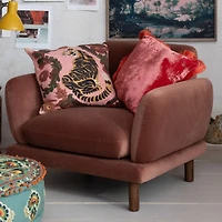 Hello Honey® 20" Tiger & Flowers Embroidered Accent Pillow