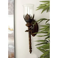 18'' Brown Glass Traditional Candle Wall Sconce