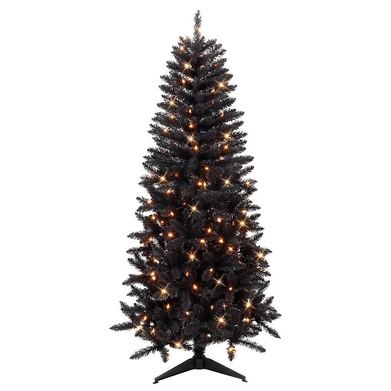 6ft. Pre-Lit Black Carson Pine Artificial Christmas Tree, Clear Lights