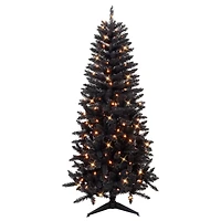 6ft. Pre-Lit Black Carson Pine Artificial Christmas Tree, Clear Lights