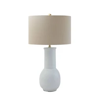 Hello Honey® 30" White Terracotta Table Lamp with Natural Linen Shade
