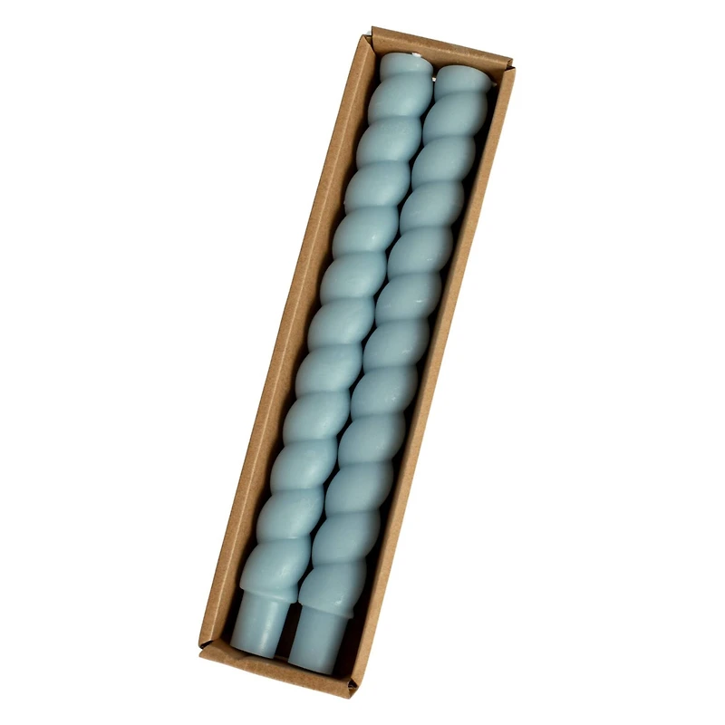 Hello Honey® 10" Light Blue Unscented Twisted Taper Candles, 2ct.
