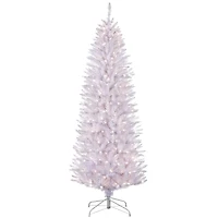 7.5ft. Pre-Lit White Fraser Fir Pencil Artificial Christmas Tree, Clear Lights