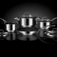 THE ROCK by Starfrit Stainless Steel Non-Stick 8-Piece Cookware Set With Stainless Steel Handles
