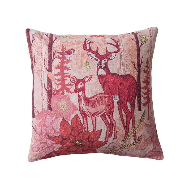 Hello Honey® 20" Berry Red Flora & Fauna Accent Pillow
