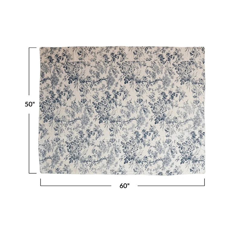 Hello Honey® 60" Blue & White Toile Pattern Cotton Chambray Throw