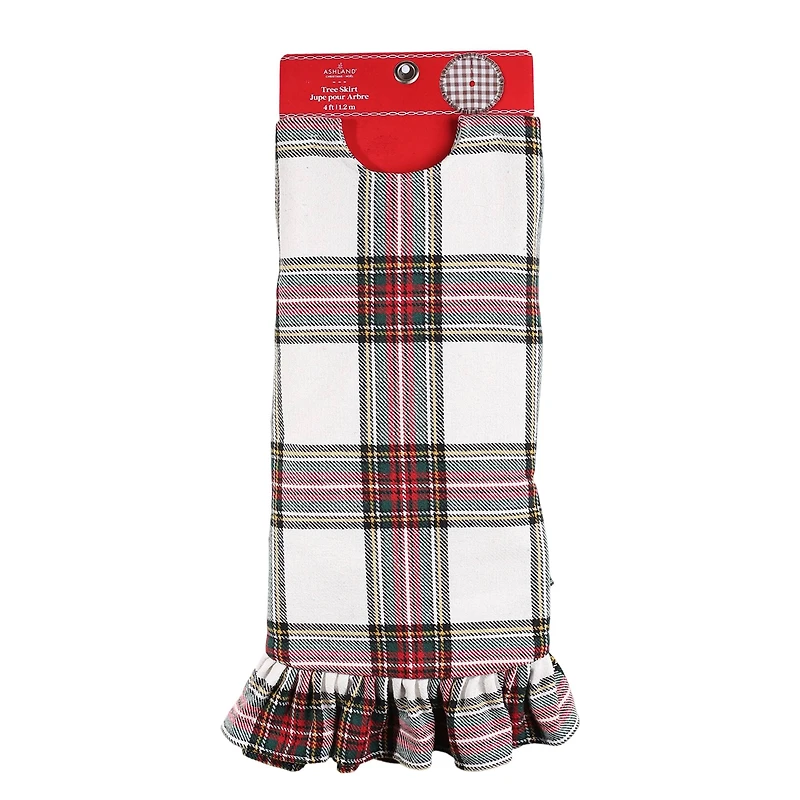 4ft. White Tartan Plaid Tree Skirt by Ashland®