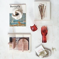 Hello Honey® 6" Crimson Archways Travertine Bookend Set