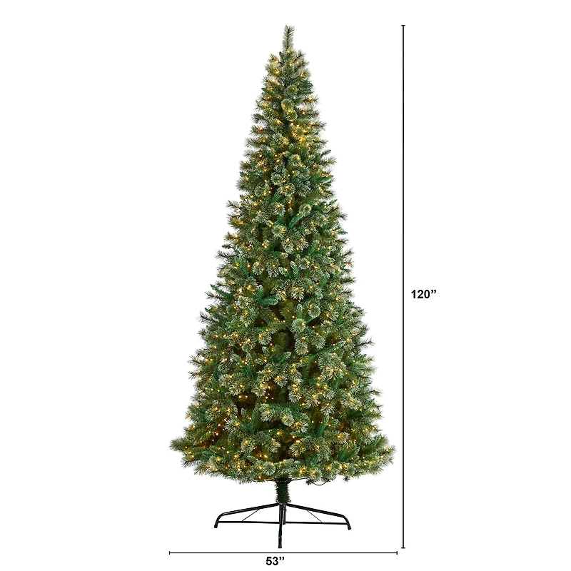 10ft. Pre-Lit Wisconsin Snow Tip Pine Artificial Christmas Tree, Clear LED Lights
