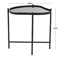 Black Metal Abstract Wavy Accent Table with X-Shaped Base