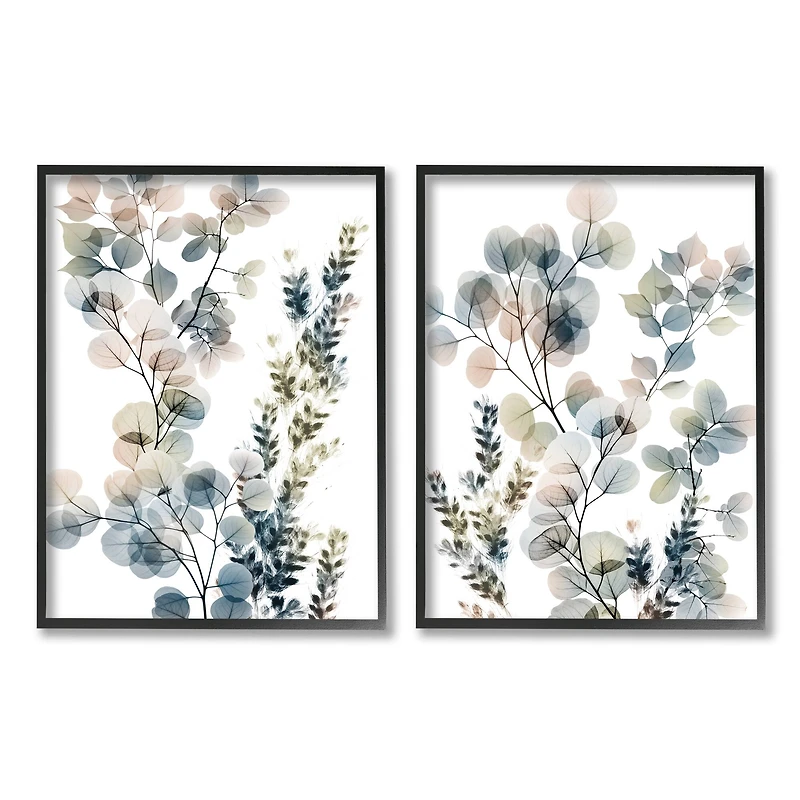 Stupell Industries Collage of Translucent Plants Blue Green Beige in Frame Wall Art