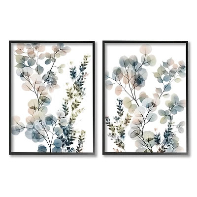 Stupell Industries Collage of Translucent Plants Blue Green Beige in Frame Wall Art