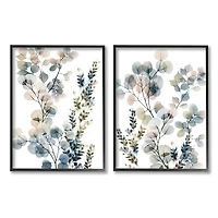 Stupell Industries Collage of Translucent Plants Blue Green Beige in Frame Wall Art