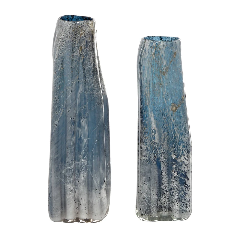 The Novogratz Blue Glass Contemporary Vase Set