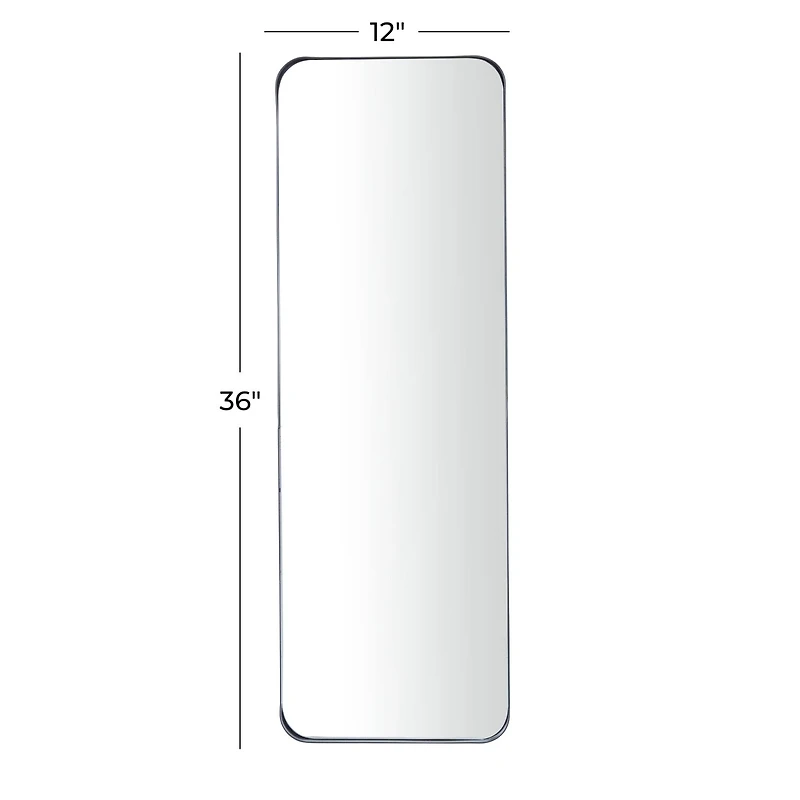 Black Metal Wall Mirror with Thin Frame 12" x 2" x 36"