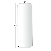 Black Metal Wall Mirror with Thin Frame 12" x 2" x 36"