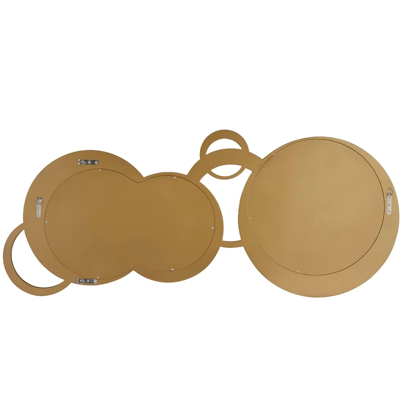 Gold Wood Circles Geometric Wall Mirror 56" x 1" x 23"