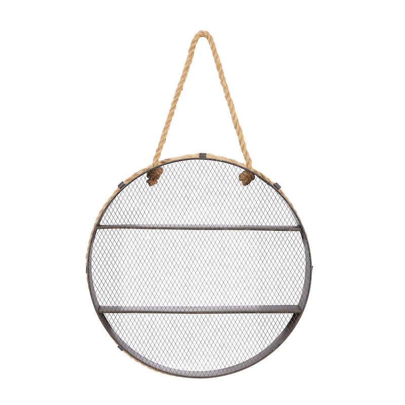 24" Black Metal Industrial Wall Shelf