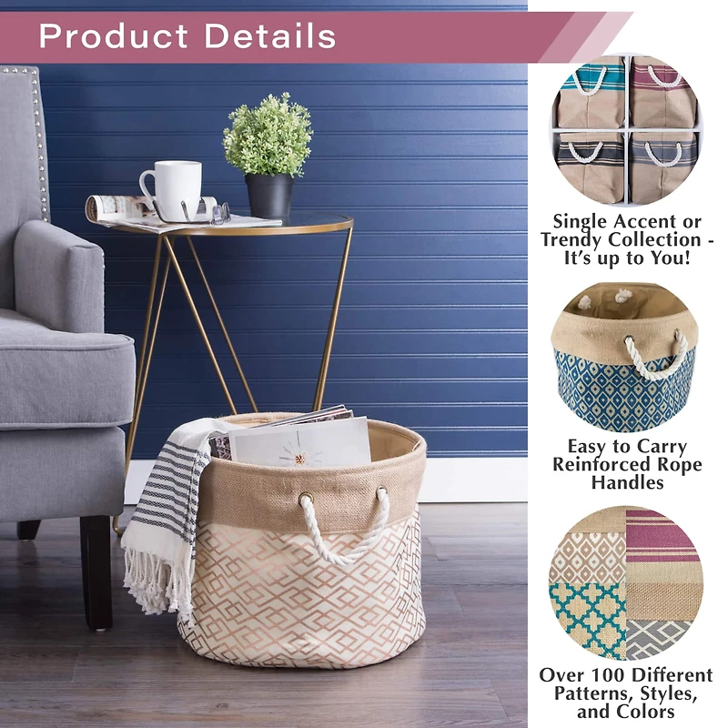 DII® 12" Round Lattice Burlap Bin