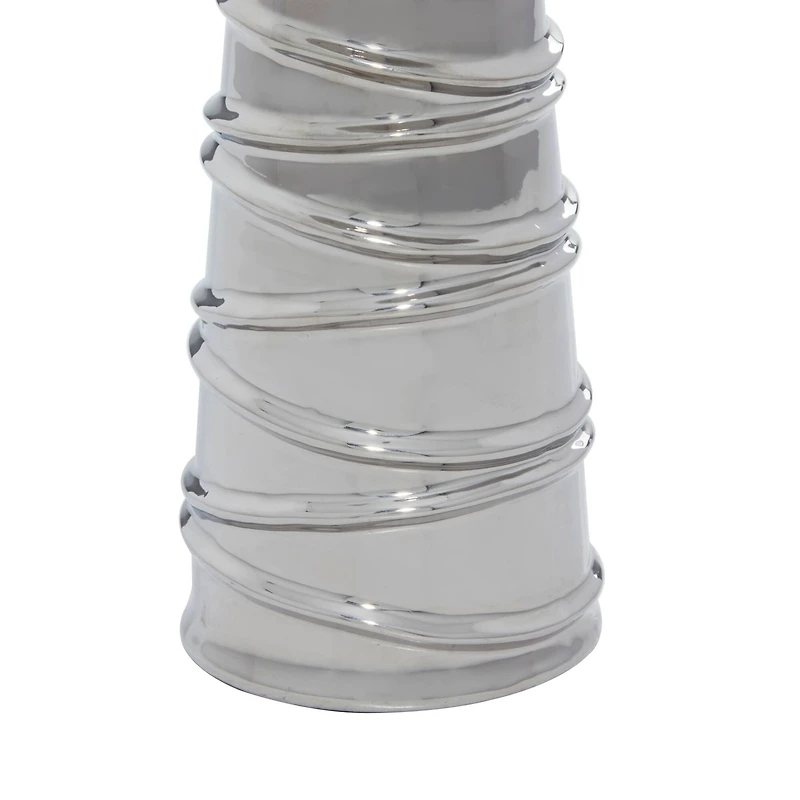 Silver Ceramic Contemporary Candle Holder Set