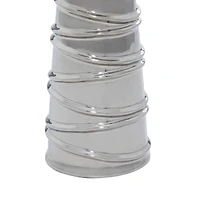 Silver Ceramic Contemporary Candle Holder Set