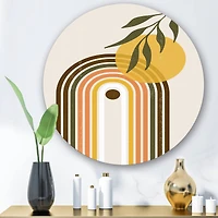 Designart - Abstract Yellow Sun With Retro Rainbow