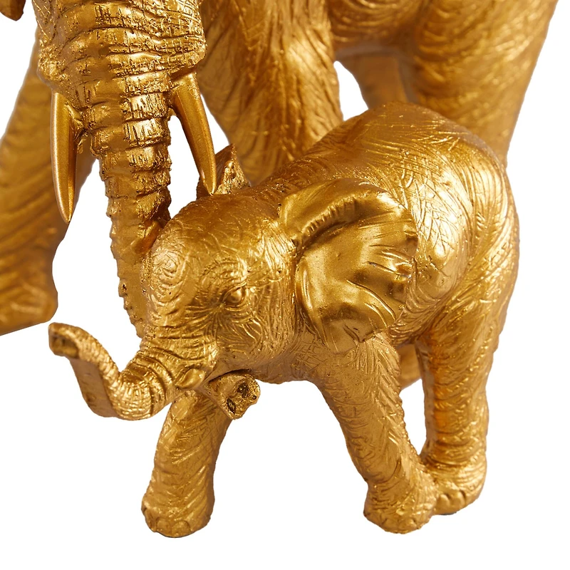 10" Gold Eclectic Elephant Sculpture