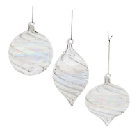 Iridescent Swirl Glass Ornaments Set