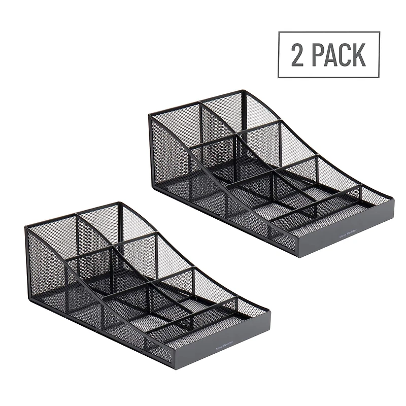 Mind Reader Network Collection 7-Compartment Black Cup and Condiment Organizer, 2ct.