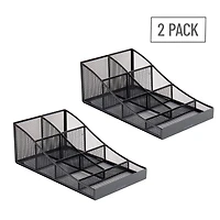 Mind Reader Network Collection 7-Compartment Black Cup and Condiment Organizer, 2ct.