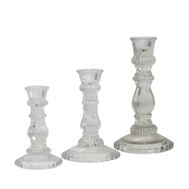 The Novogratz Clear Glass Candle Holder Set