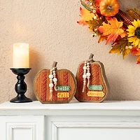 Glitzhome® Fall Faux Knitted Resin Pumpkin Set
