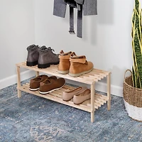 Honey Can Do 2-Tier Natural Wood Shoe Rack