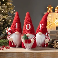 Glitzhome® JOY Christmas Gnome Fabric Décor, 3ct.