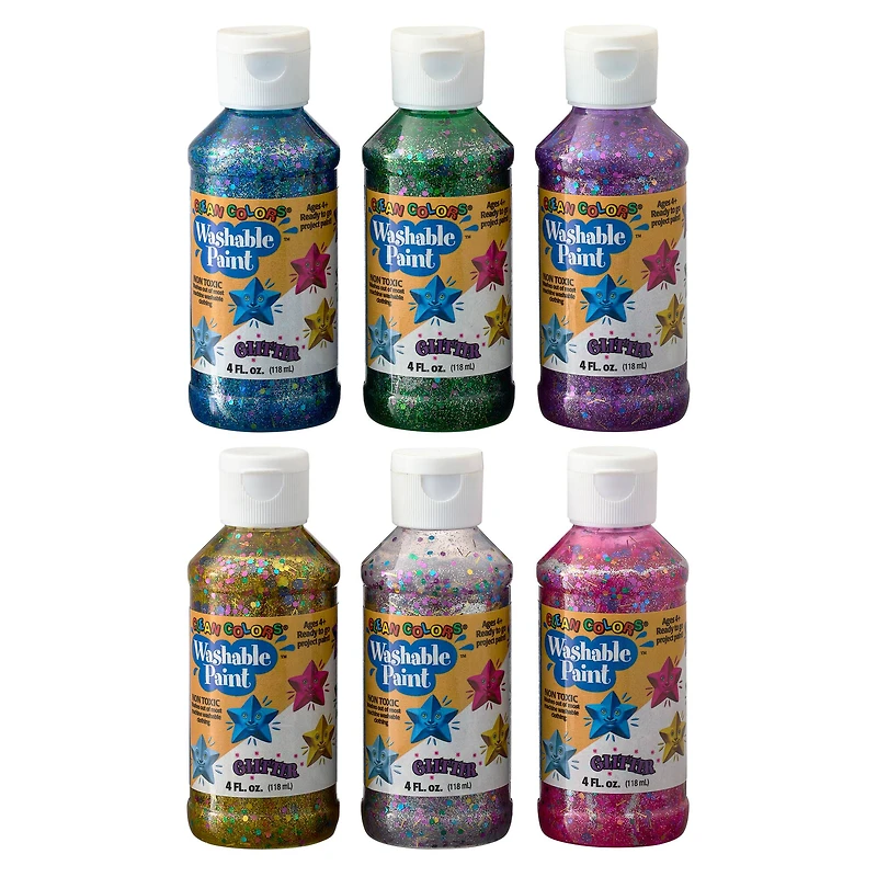 12 Packs: 6 ct. (72 total) Rich Art Washable Glitter Paint Set