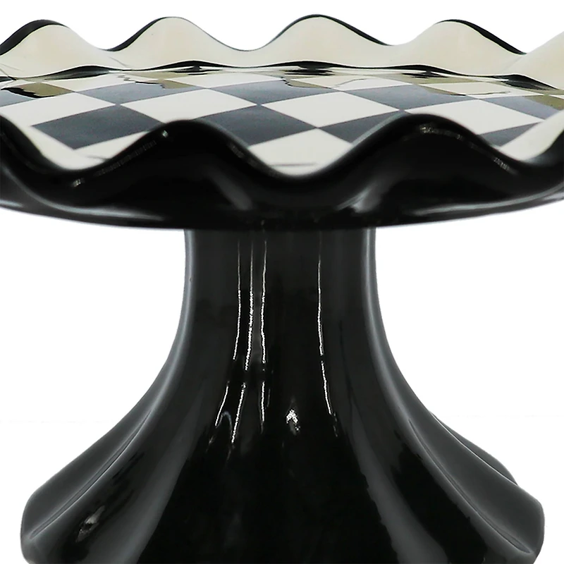 5.5" Black & White Diamond Print Cake Stand by Ashland®
