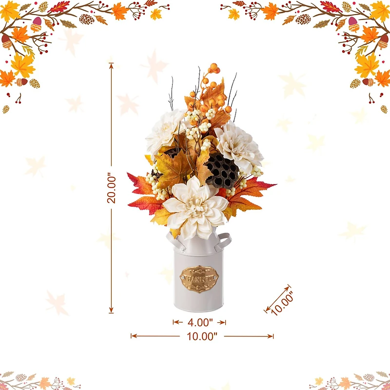 Glitzhome® 22" Fall Dahlia, Lotus Pod and Berry Centerpiece