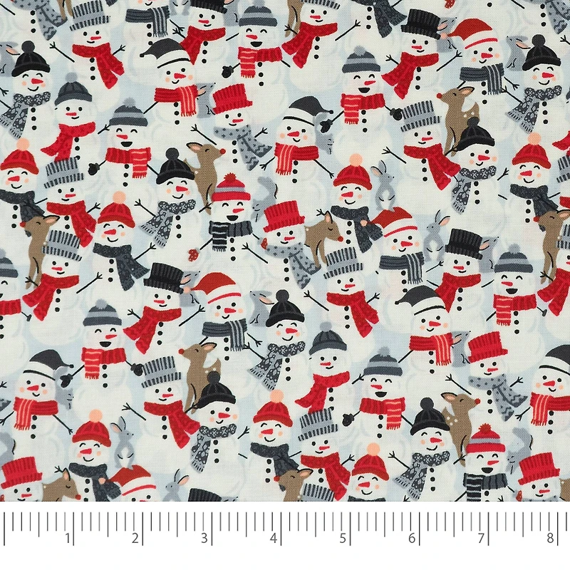 SINGER Christmas Holiday Santa's Snowman Cotton Fabric