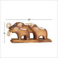 Brown Wood Rustic Sculpture, 9" x 21" x 6"