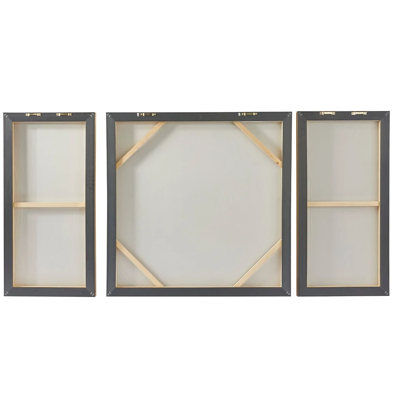 Gold Canvas Ripple Starburst Framed Wall Art with Gold Frame Set of 3 32", 16", 16"