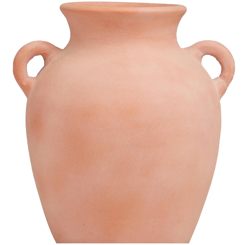 11" Orange Ceramic Terra Cotta Jug Vase with Handles