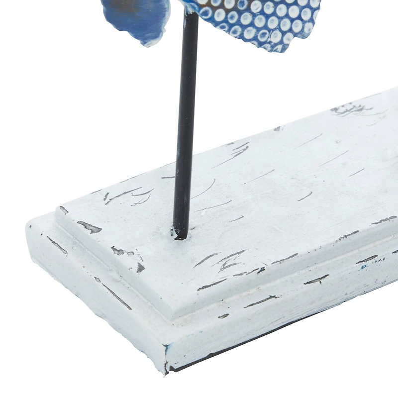 Blue Metal Coastal Fish Sculpture Set