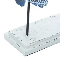 Blue Metal Coastal Fish Sculpture Set