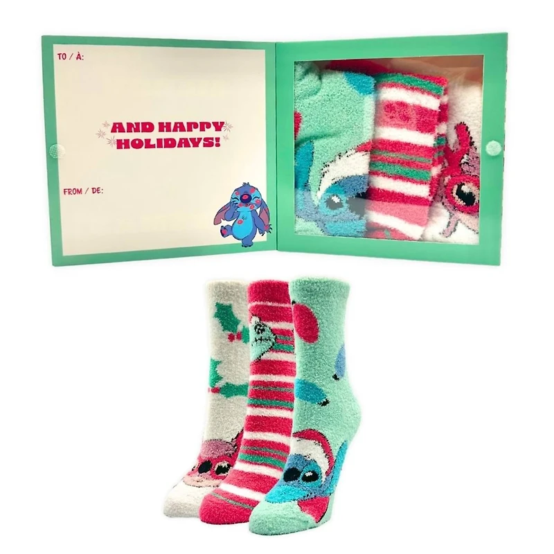 Disney® Stitch 3 Pack Cozy Crew Socks in Greeting Card Box