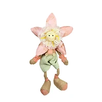 15.5" Pink Spring Sitting Sunflower Girl Decorative Figure